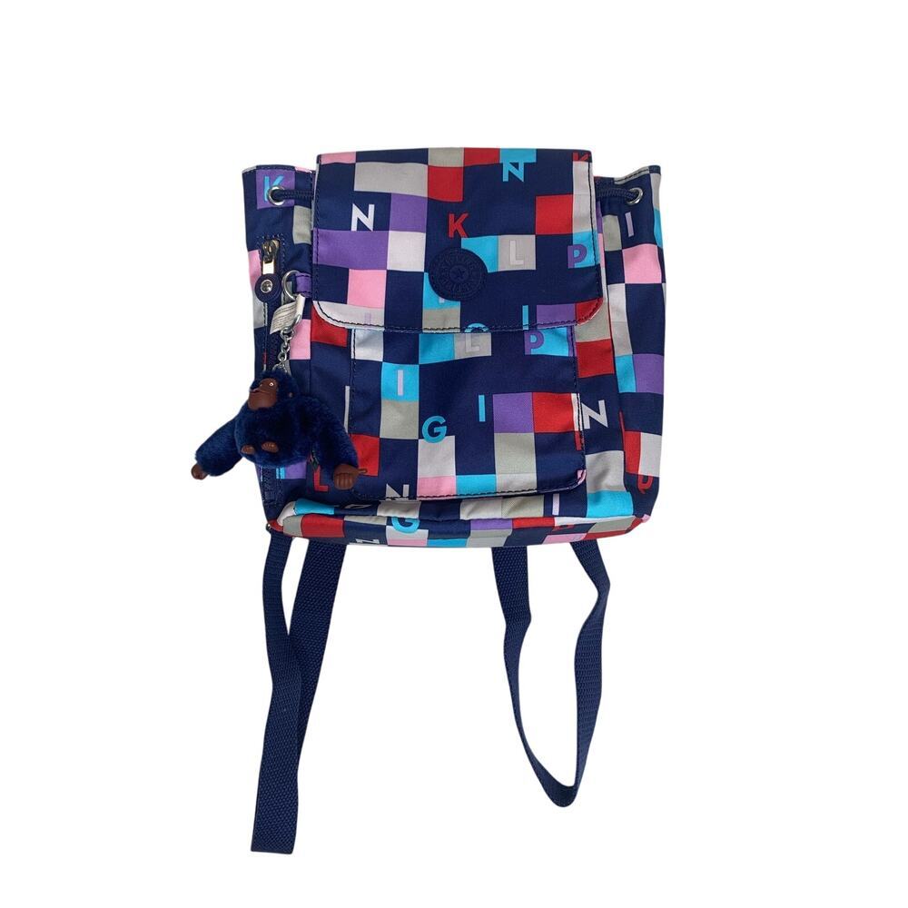 NWT Kipling Kaylin Mini Backpack Multicolor Kipling Cubed Monkey Charm